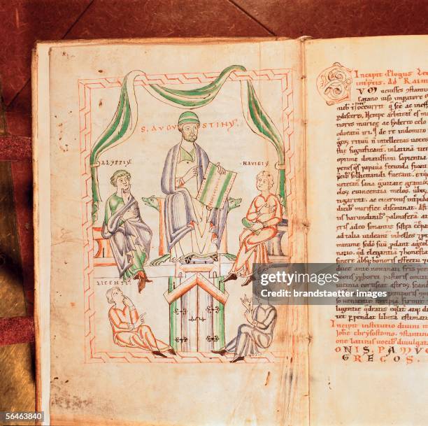 Admont, Styria: Benedictine monastery. Monastery library. Codex 16, pagina xx, bible commentaries by the Admont monk Irimbert . Depiction of St....