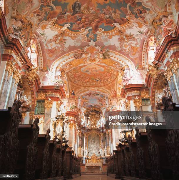 Interior view of collegiate church of Wilhering in the Cistercian monastery . [Wilhering bei Linz, Ooe: Zisterzienser-Stift . Innenansicht der...