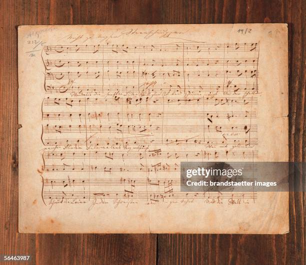 St. Florian, Upper Austria: Augustinian Canons Regular Monastery. Sheet music autograph by Anton Bruckner. Photography by Gerhrd Trumler. [St....