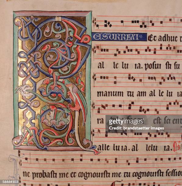 Zwettl, Lower Austria: Cistercian monastery. Monastery library. Initial R. Graduale Cisterciense, Codex 400, folio 67r. Around 1268. Photography by...