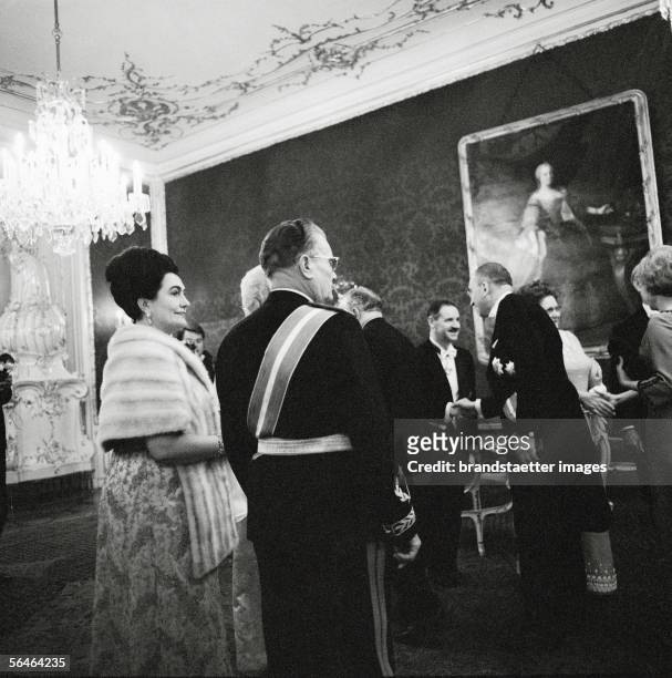Josip Tito, Yugoslavian President and his wife on state visit. Photography. 1967. [Josip Tito, jugoslawischer Staatspraesident und seine Ehegattin...