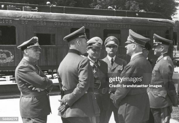 Nazi Officials during a conversation. General field marshall Walther von Brauchitsch, Great admiral Erich Raeder, Rudolf Hess, Field marschall...