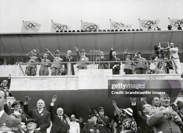 Adolf Hitler at the opening of the Olympic Games in Berlin in 1936. Germany. Photography. 1936. [Adolf Hitler eroeffnet die Olympischen Spiele in...