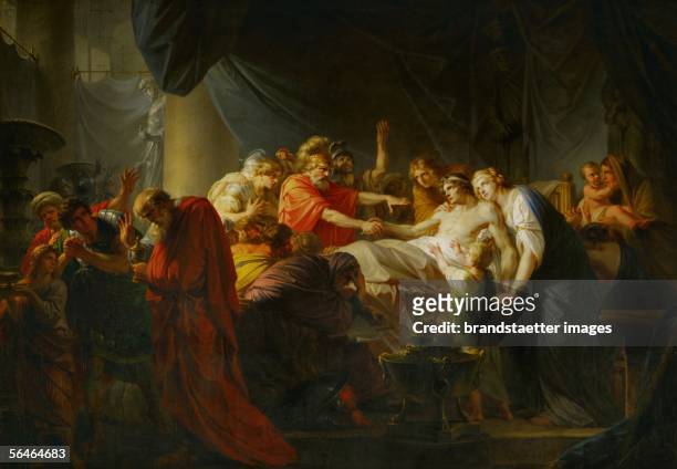 The death of Germanicus, war against German tribes, stepson of Emperor Tiberius, son of Drusus Germanicus. Oil on canvas, 1795. [Der Tod des...