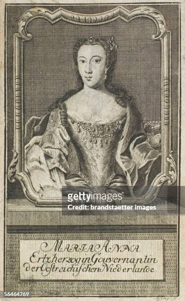 Archduchess Maria Anna from Austria.Etching by Fyfang. 18th century. [Erzherzogin Maria Anna von oesterreich, Gouvernantin der Niederlande. Radierung...
