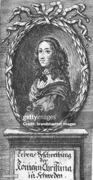 Queen Christina of Sweden. Copper Engraving. 17th century. [Koenigin Christina von Schweden. Kupferstich. 17. Jhdt.]