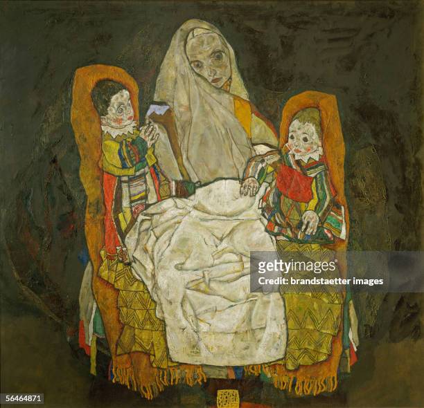 Mother with two children by Egon Schiele. Oil on canvas. 1915. [Mutter mit zwei Kindern. Oel auf Leinwand. Oesterreich. 1915.]