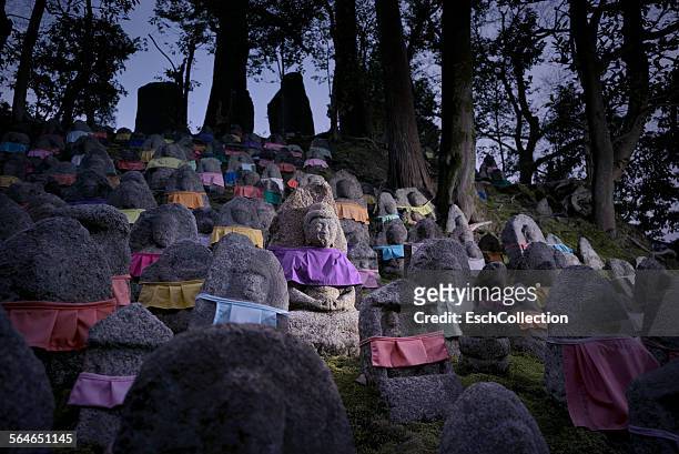 jizo statues at kiyomizu dera temple, kyoto - japanese statue imagens e fotografias de stock