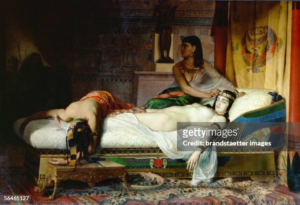 Death of Cleopatra. Canvas. Jean Angre Rixen. 19th Century. [Tod der Kleopatra. Gemaelde von Jean Andre Rixen. 19 Jahrhundert.]