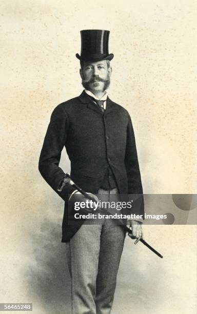 Albert Baron von Rothschild . Photography,presumabely a self-portrait,since mounted on a card of the own studio established in his Palace....