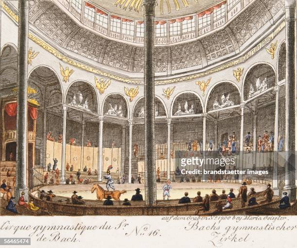 Vienna: " Cirque gymnastique du Sr. De Bach/ Bachs gymnastischer Zirkel". Coloured etching. Around 1820. Publisher Maria Geissler, Vienna. The circus...