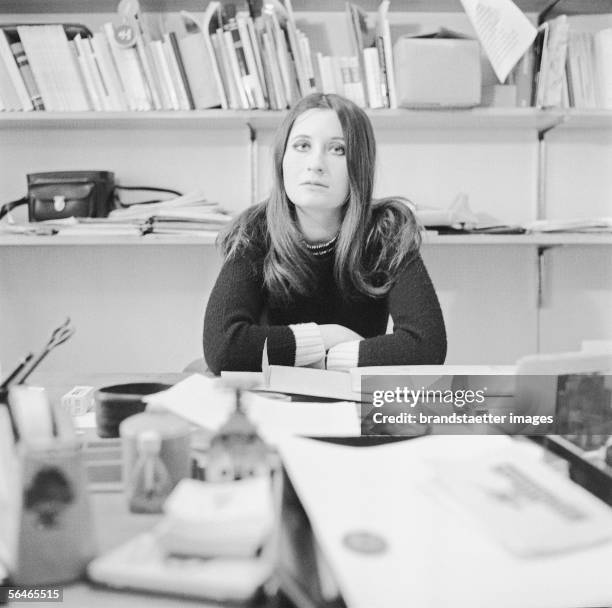 Austrian author Elfriede Jelinek. Photography. 1970. [Elfriede Jelinek, oesterr. Schriftstellerin. Photographie. 1970]
