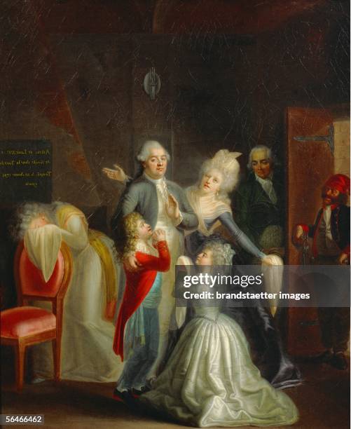 Louis XVI says goodbye to his family,January 20 1793, by Jean-Jacques Hauer. Musee Carnavalet, Paris, France. [Ludwig XVI verabschiedet sich von...