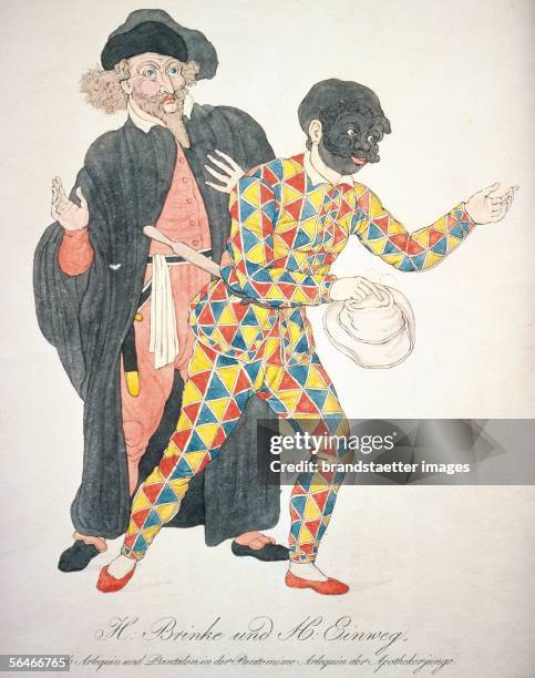 Brinke und H. Einweg as Harlequin and Pantalon in the Pantomime "Herlekin the pharmacist", early 19. Jahrhundert. [H. Brinke und H. Einweg als...