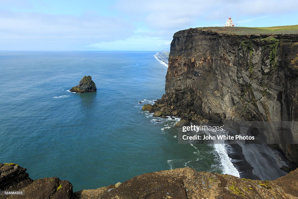 Dyrholaey Lighthouse and cliffs. Iceland.