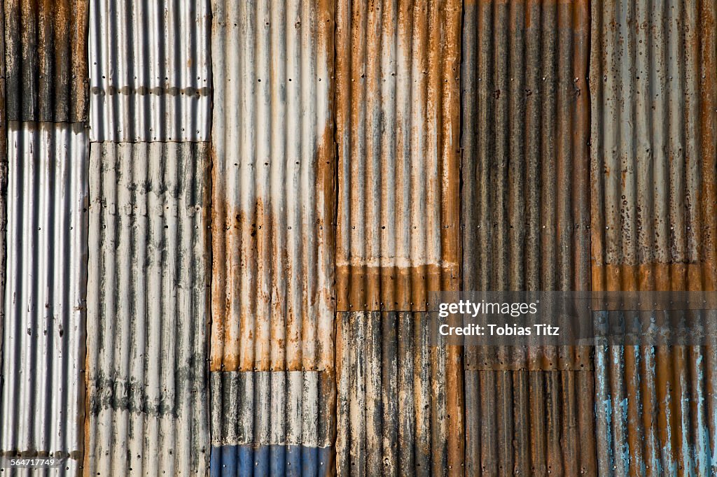 Full frame shot of rusted corrugated metal