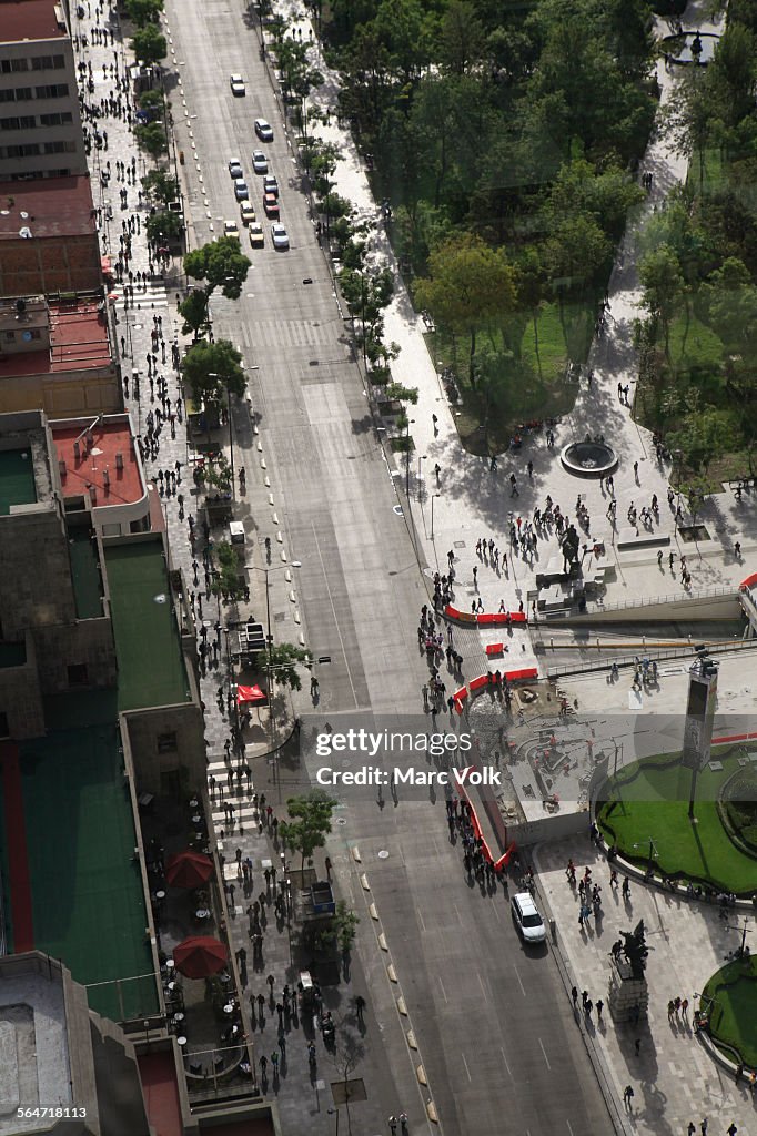 High angle view of city street