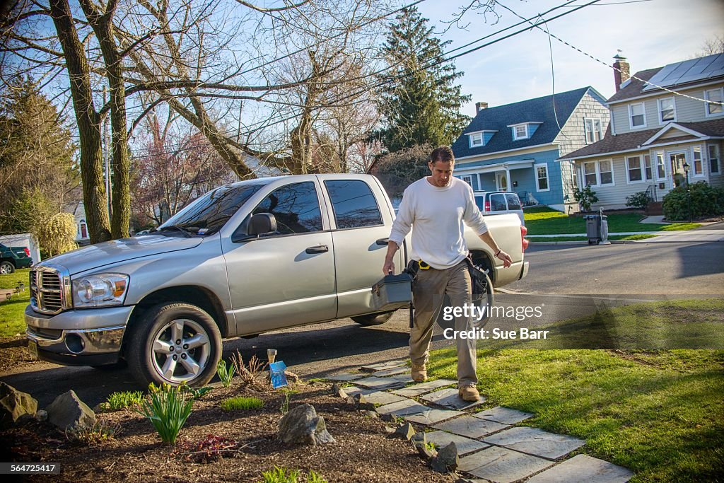 Handyman going to house call