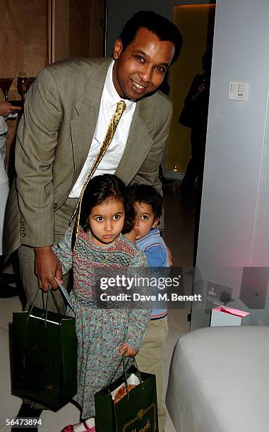Tv presenter Rageh Omaar with his children attend the party prior to the English National Ballet's press night performance of The Nutcracker at the...