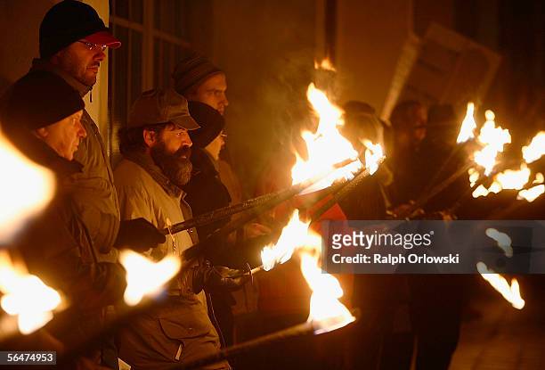 Employees of the German manufacturer for home appliances AEG demonstrate against the planned closure of the factory plant on December 20, 2005 in...