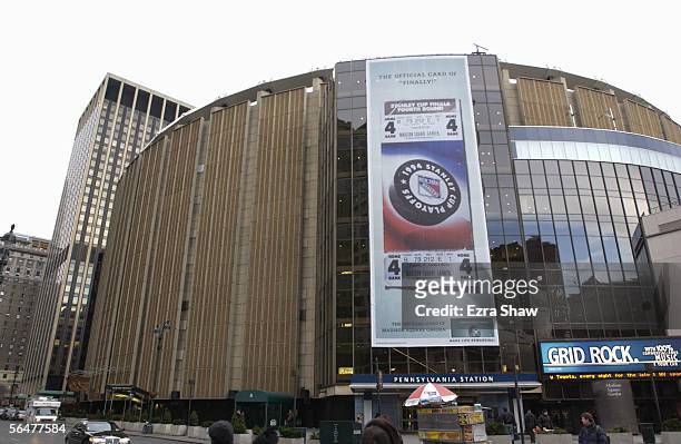 Exterior view of the Madison Square Garden, home of the New York Rangers taken on January 13, 2003 in the New York City, New York.