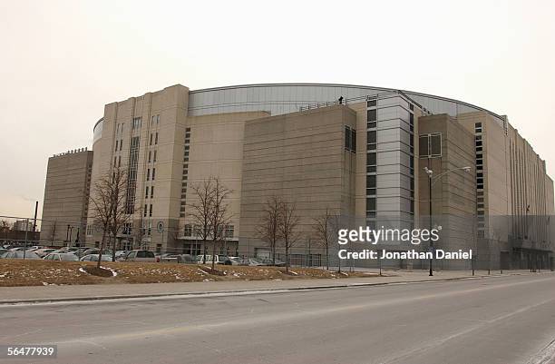 Exterior view of the United Center, home of the Chicago Blackhawks taken on January 16, 2003 in Chicago,Illinois.