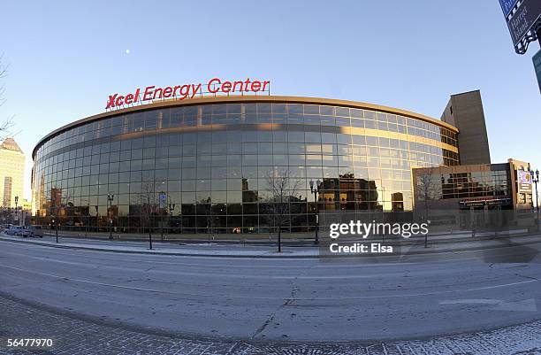Exterior view of the Xcel Energy Center, home of the Minnesota Wild taken on January 14, 2003 in St. Paul, Minnesota.