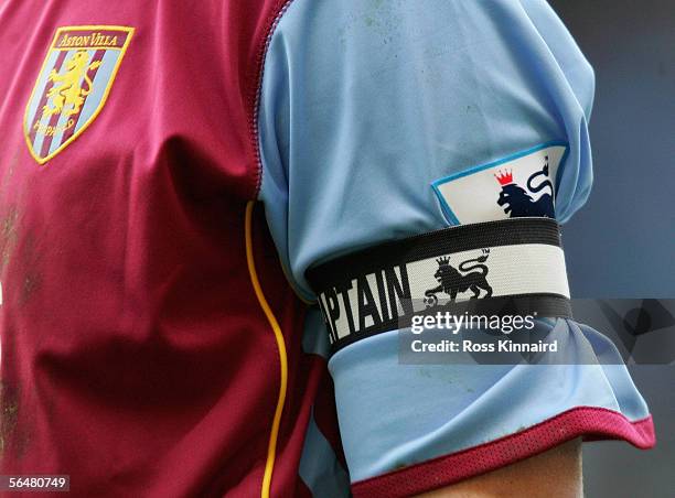 Gareth Barry of Aston Villa with the captian's armband during the Barclays Premiership match between Aston Villa and Manchester United at Villa Park...