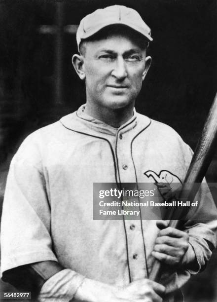 Ty Cobb of the Philadelphia Athletics poses with his bat before a game. Ty Cobb played for the Philadelphia Athletics from 1927-1928 .