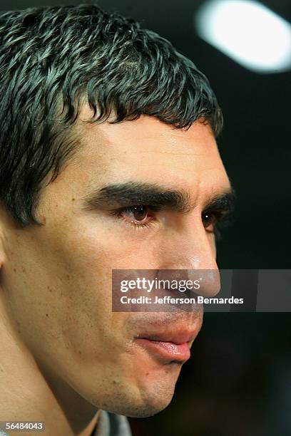 Brazilian footballer Lucio, Bayern Munich and Brazilian soccer team player, arrives at Guarulhos International Airport, to attend the wedding of...