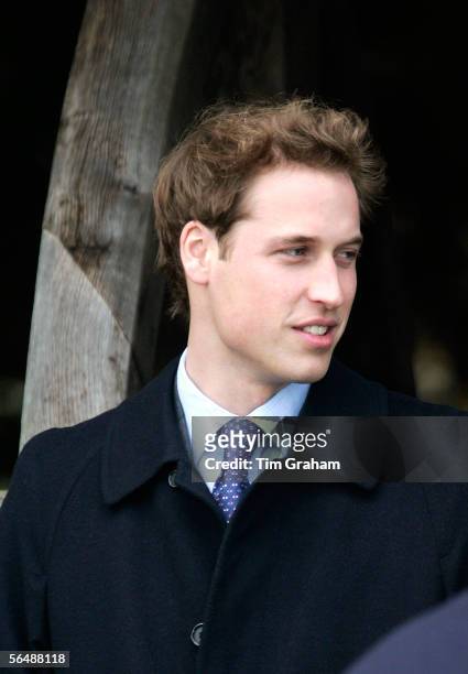 Prince William attends the Christmas Day service at Sandringham Church on December 25, 2005 in King's Lynn, England.