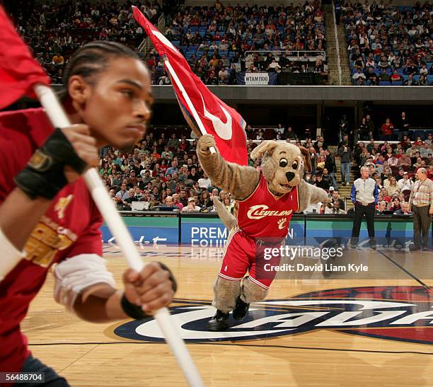 Cleveland Cavaliers mascot Moondog and members of the Scream Team bring the fans to life before the game against the Chicago Bulls December 26, 2005...