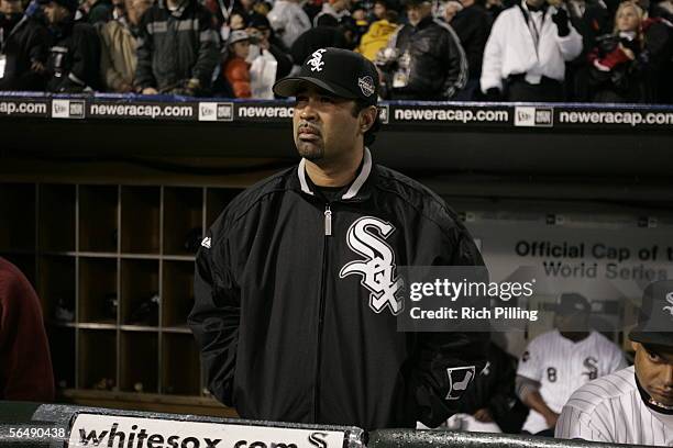 Manager Ozzie Guillen of the Chicago White Sox looks on before Game Two of the Major League Baseball World Series between the Chicago White Sox and...