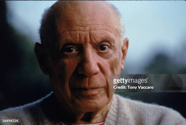 Headshot of Spanish artist Pablo Picasso , 1950s.