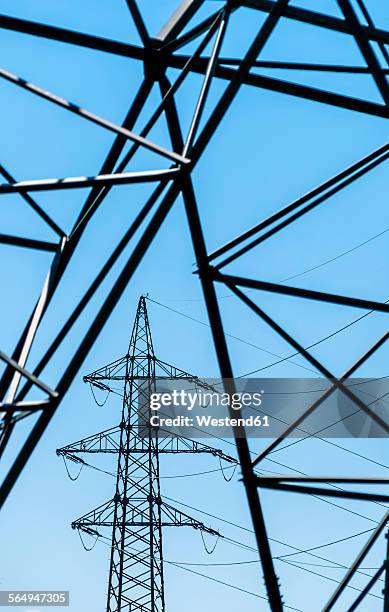 austria, wilhering, electricity pylons - wilhering stock pictures, royalty-free photos & images