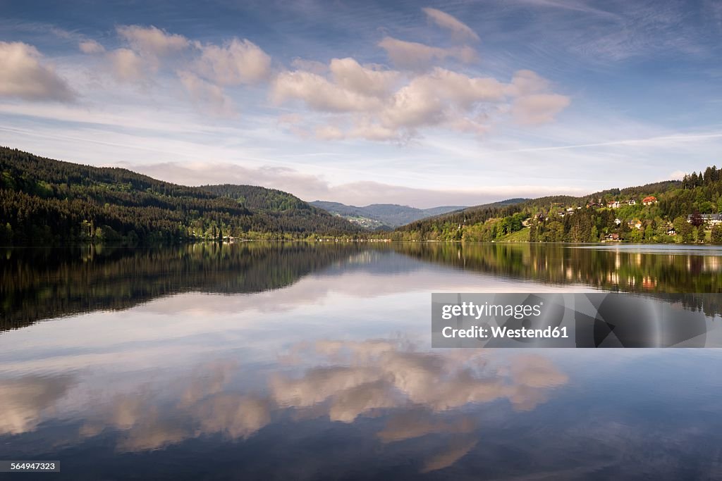 Germany, Breisgau-Hochschwarzwald, water reflections on Titisee at Black Forest