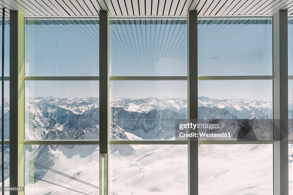 Germany, Bavaria, view through window from Zugspitze