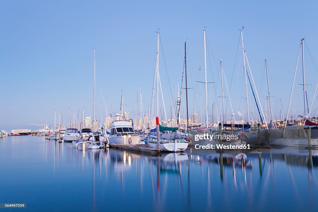 New Zealand, Auckland, Westhaven Marina, blue hour