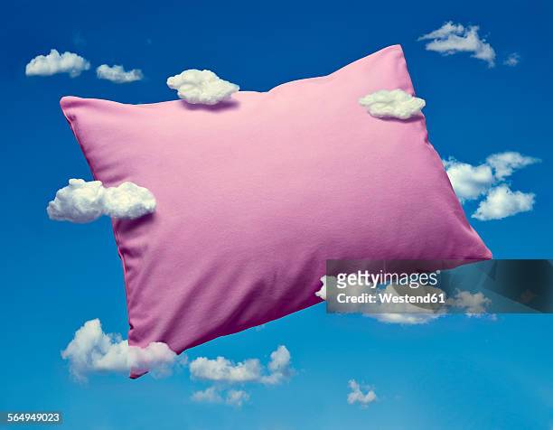 pillow and clouds, dreaming and sleep - three dimensional illustrations stock illustrations