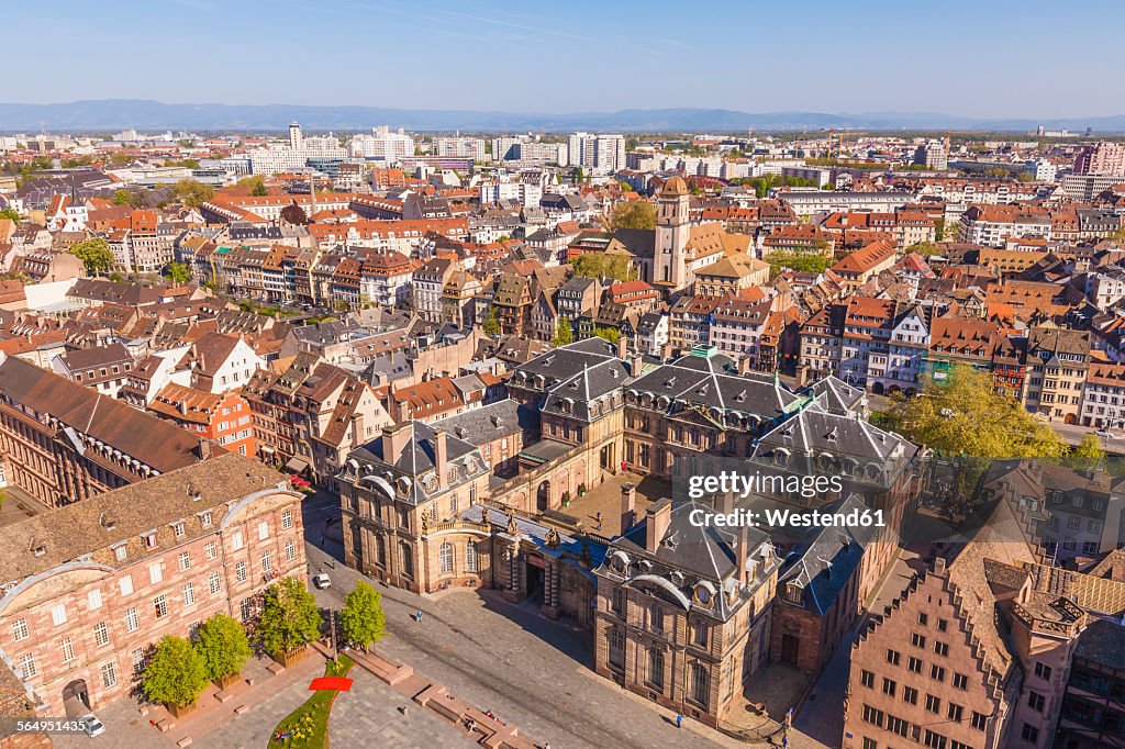 France, Alsace, Strasbourg, View over old town and Palais Rohan