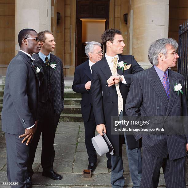 anxious groom waiting for the bride - riscas imagens e fotografias de stock