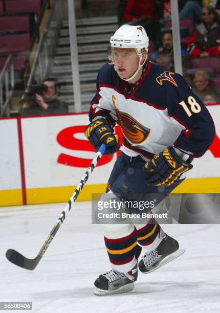 December 15: Marian Hossa of the Atlanta Thrashers skates during the game against the New Jersey Devils at the Continental Airlines Arena on December...