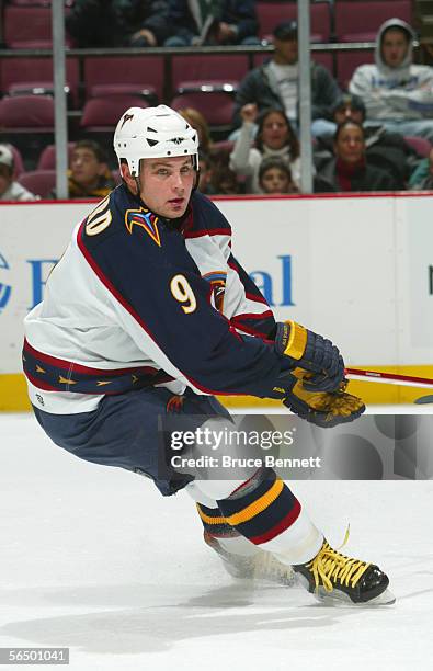 December 15: Marc Savard of the Atlanta Thrashers skates during the game against the New Jersey Devils at the Continental Airlines Arena on December...