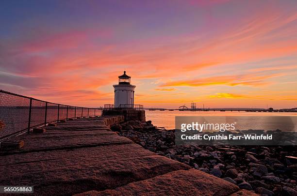 bug light at sunrise - portland maine stock pictures, royalty-free photos & images