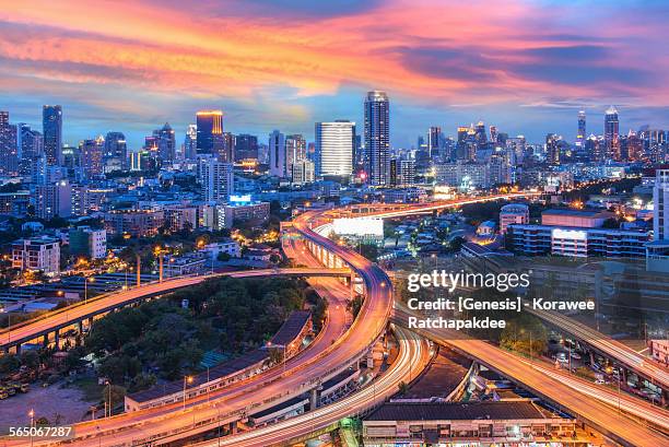 bangkok cityscape with the sunset - association of southeast asian nations stock pictures, royalty-free photos & images