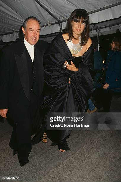 American fashion designer Donna Karan with her husband Stephan Weiss attend the Costume Institute Gala at the Metropolitan Museum of Art, New York...