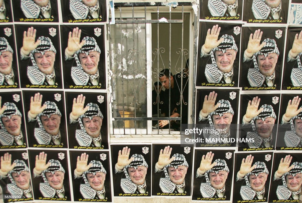 A Palestinian policeman is seen inside h