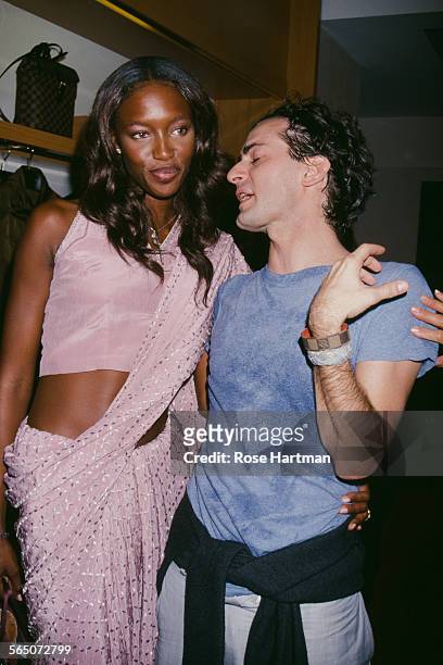 English model Naomi Campbell with American fashion designer Marc Jacobs at the opening party for the Louis Vuitton store in New York City, USA, circa...