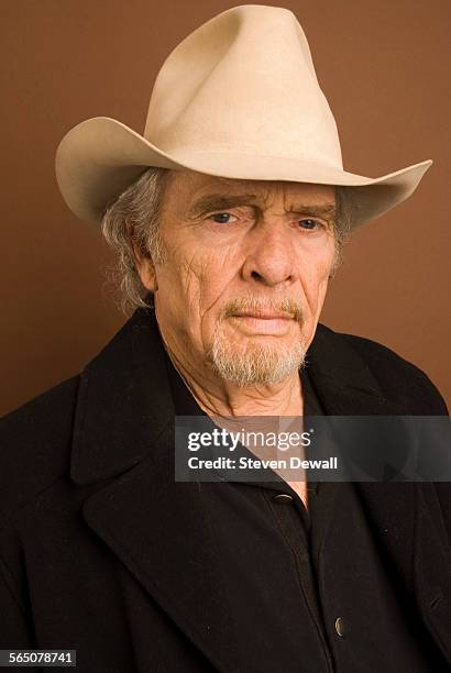 Merle Haggard poses for a portrait backstage at the Paramount Theatre in Seattle, Washington, United States, 11th February 2007.