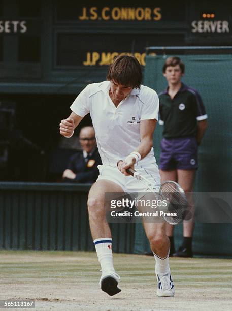 Jimmy Connors of the United States during the Men's Singles Semi Final match against John McEnroe at the Wimbledon Lawn Tennis Championship on 4 July...